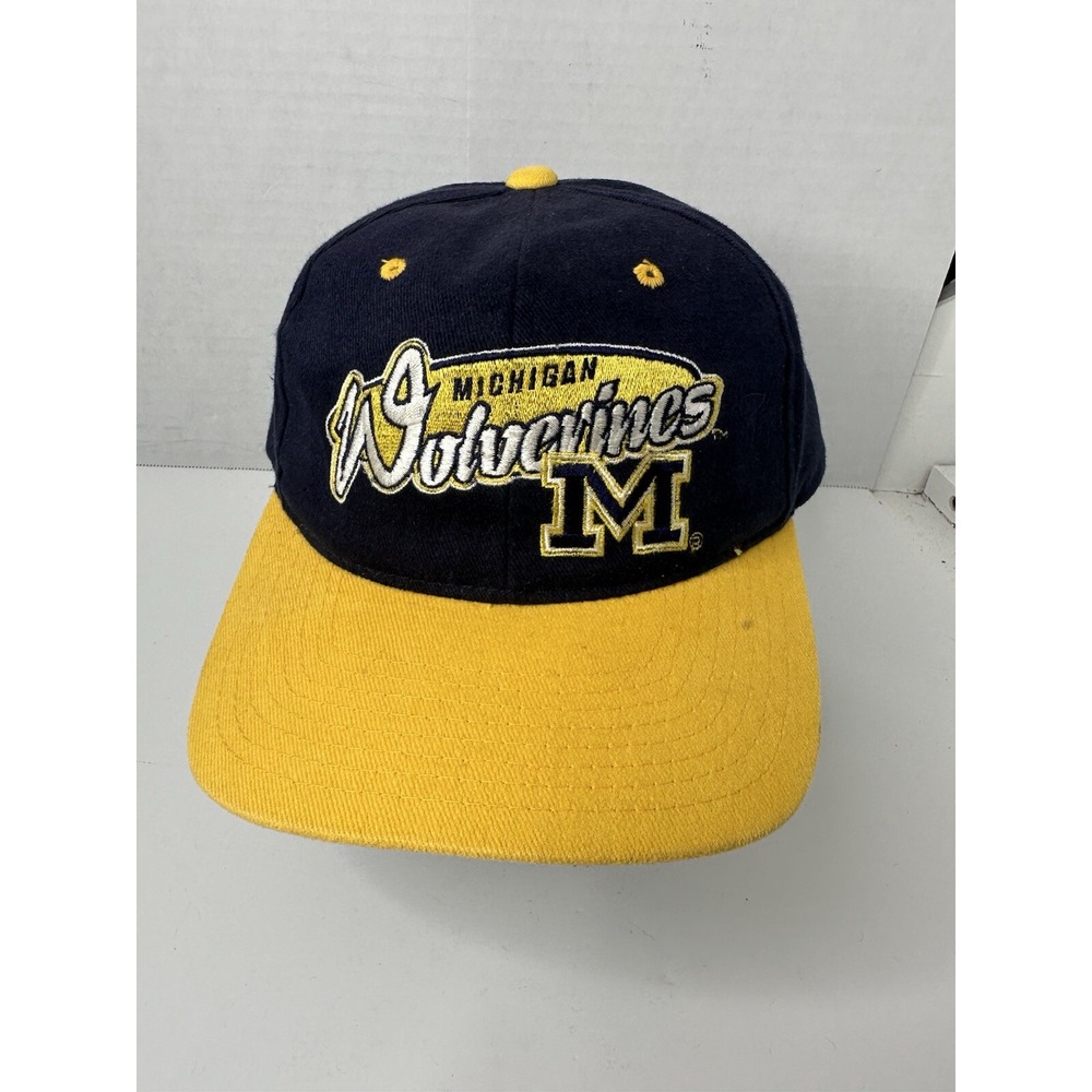 Vintage Lee Sport Michigan Wolverines Snapback Hat 90s Mens Blue Yellow